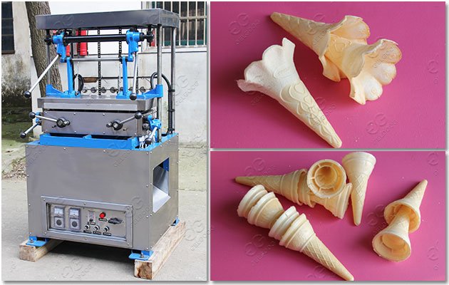 M&aacute;quina de fabrica&ccedil;&atilde;o de casquinhas de sorvete na &Iacute;ndia