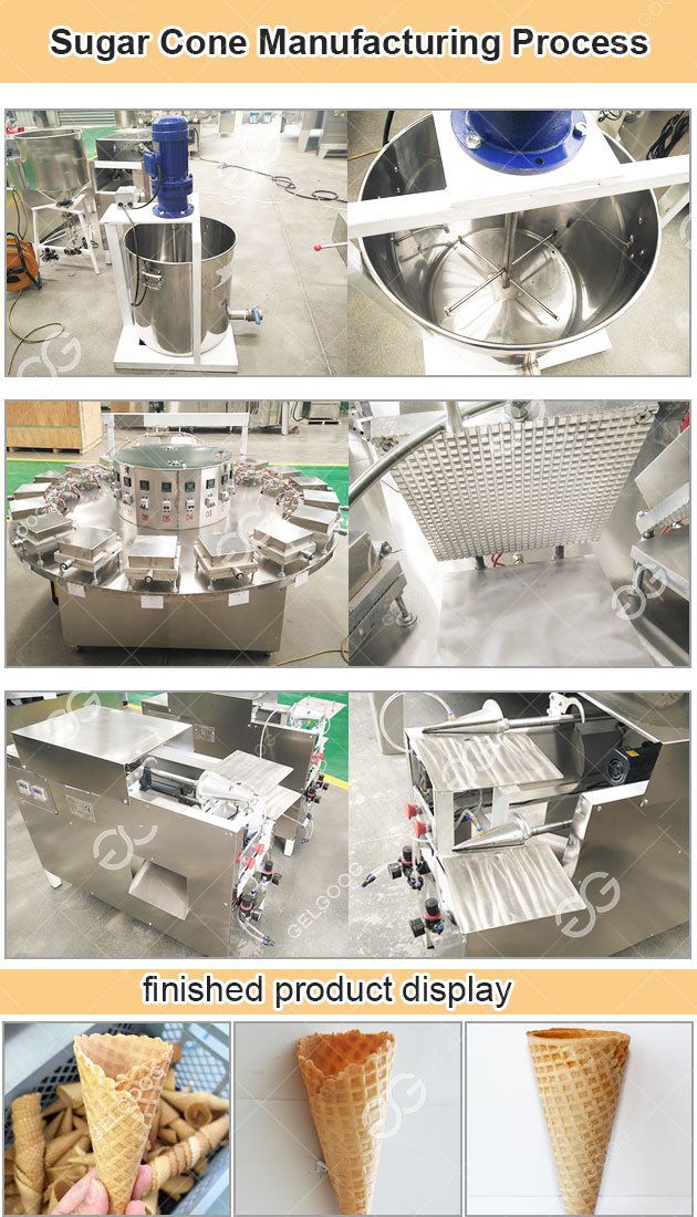 Processo automático de fabricação de casquinhas de sorvete Processo automático de fabricação de casquinhas de sorvete